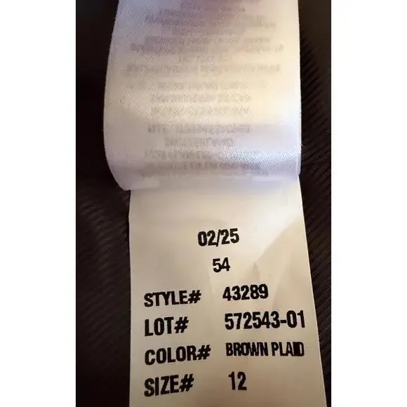 New Lauren Ralph Lauren Longline Plaid Wool Blend Reefer Coat Brown Plaid Sz 12 - Picture 11 of 11